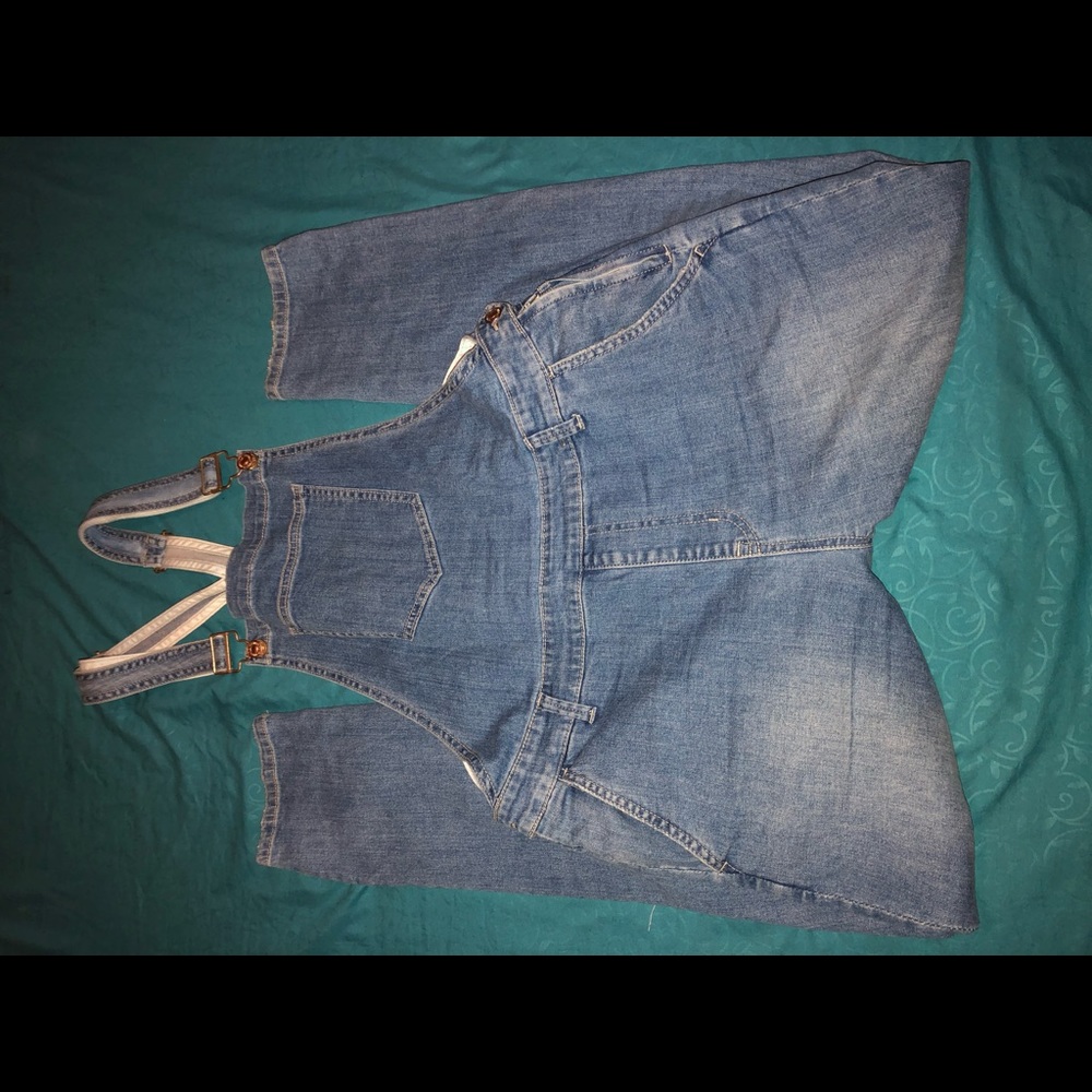 Light denim overalls